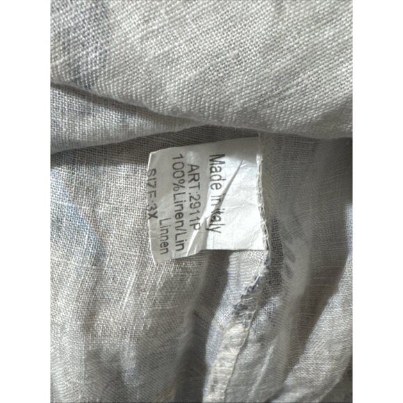 Lungo L'arno Blue Tan Floral Linen Pullover Blouse Size 3X - Picture 6 of 6